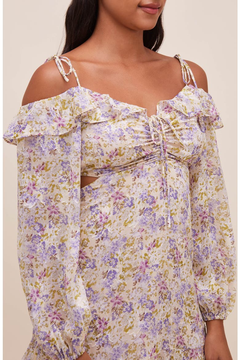 Anastasia Long Sleeve Cutout Minidress, Alternate, color, IVORY LILAC FLORAL