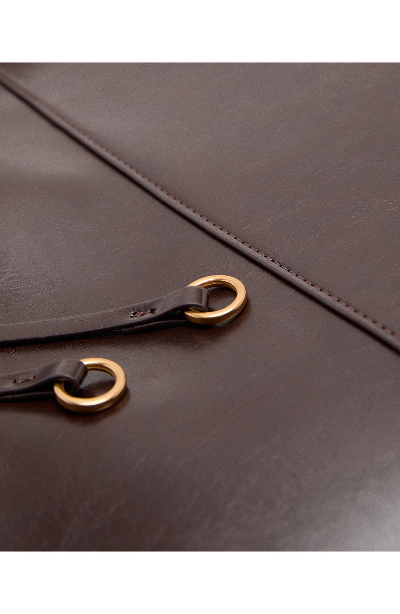 MANGO Faux Leather Shoulder Bag, Alternate, color, Chocolate