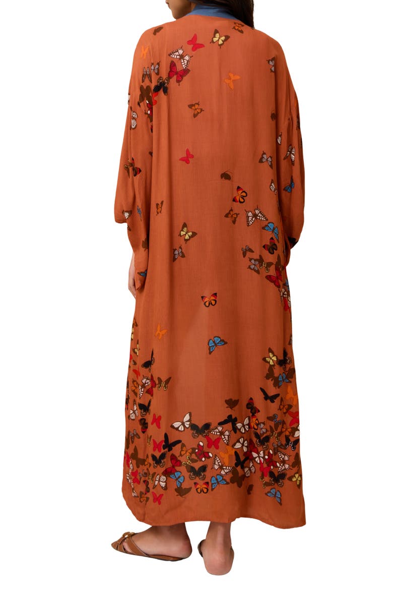 Butterfly Longline Duster, Alternate, color, RUST BROWN