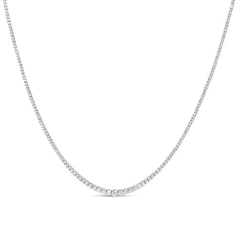 14K White Gold 10.0 Cttw Graduated Lab-Grown Diamond Tennis Necklace