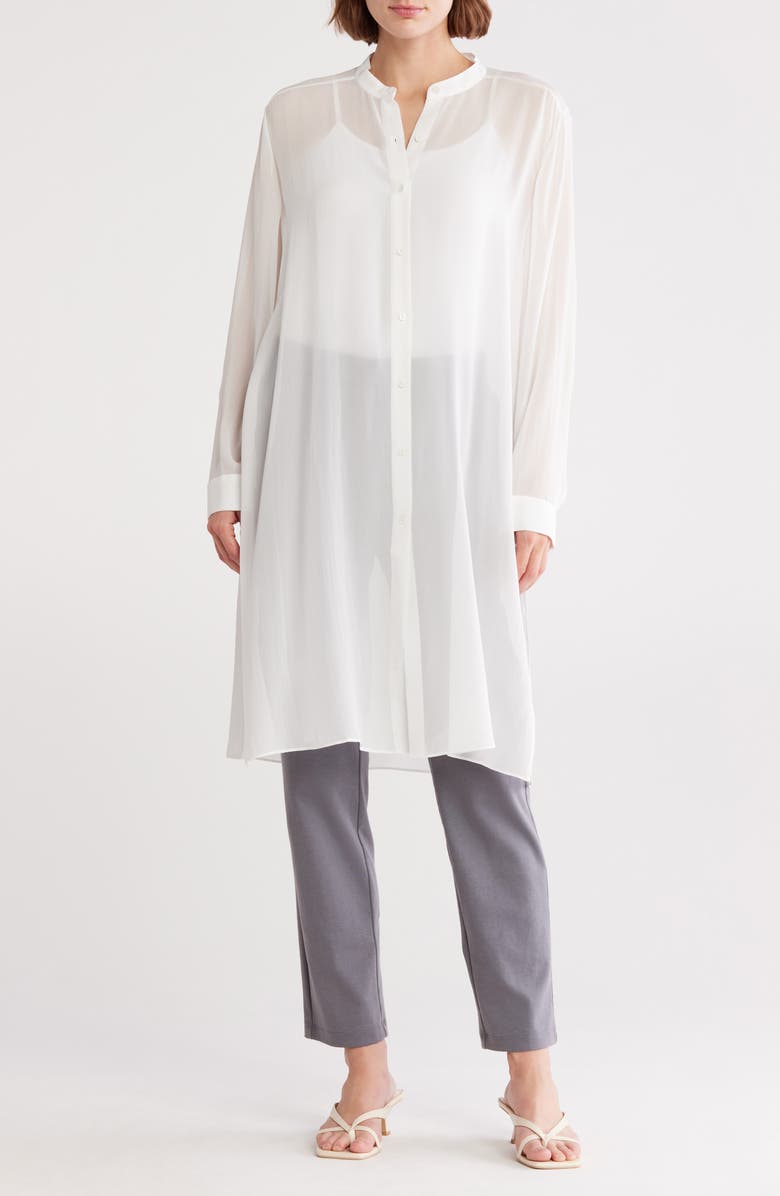 Eileen Fisher Long Sleeve Silk Shirt Dress, Main, color,