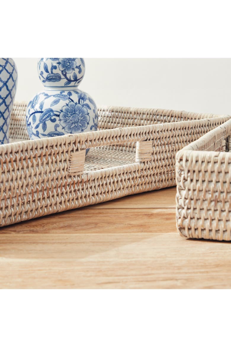 Burma Rattan Ottoman Trays Set of 3, Alternate, color, White