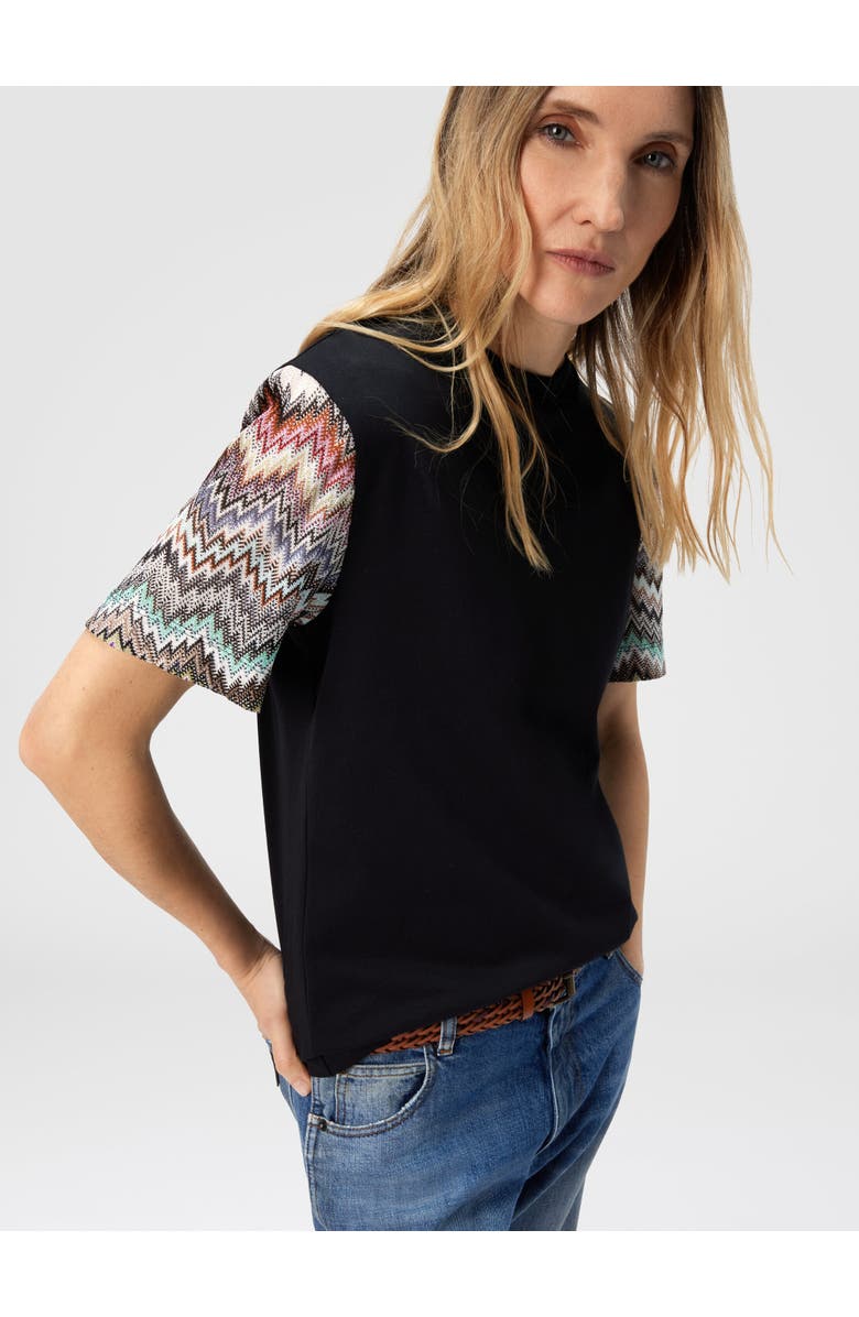 Missoni Short Sleeve T-shirt With Snake Pattern Insert, Alternate, color, Black