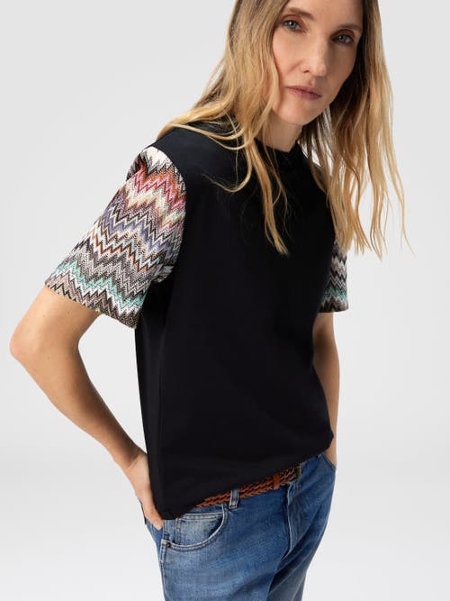 Missoni Short Sleeve T-shirt With Snake Pattern Insert In Black