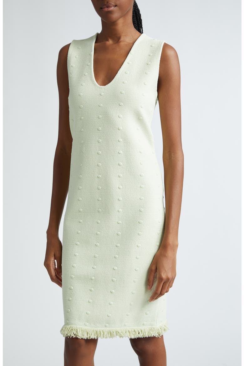 Polka Dot Stretch Piqué Knit Dress, Alternate, color, PALE LIME/ OPTIC WHITE