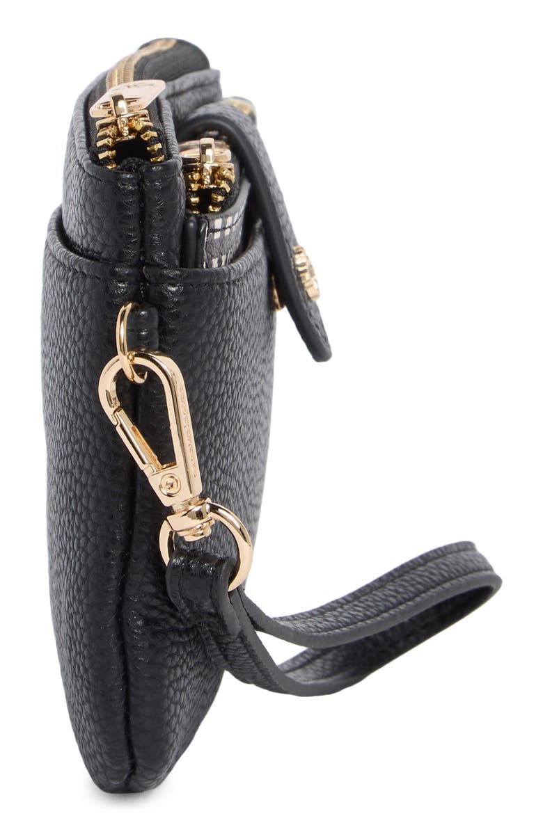 Nanette Lepore Faux Leather Wristlet with Card Case, Alternate, color, Black / Gingham Bows