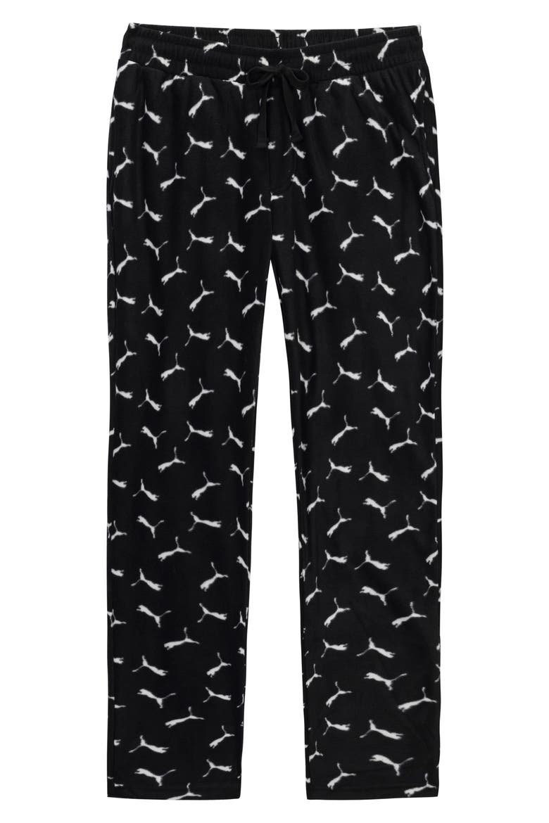 Fleece Lounge Pants, Alternate, color, BLACK / WHITE
