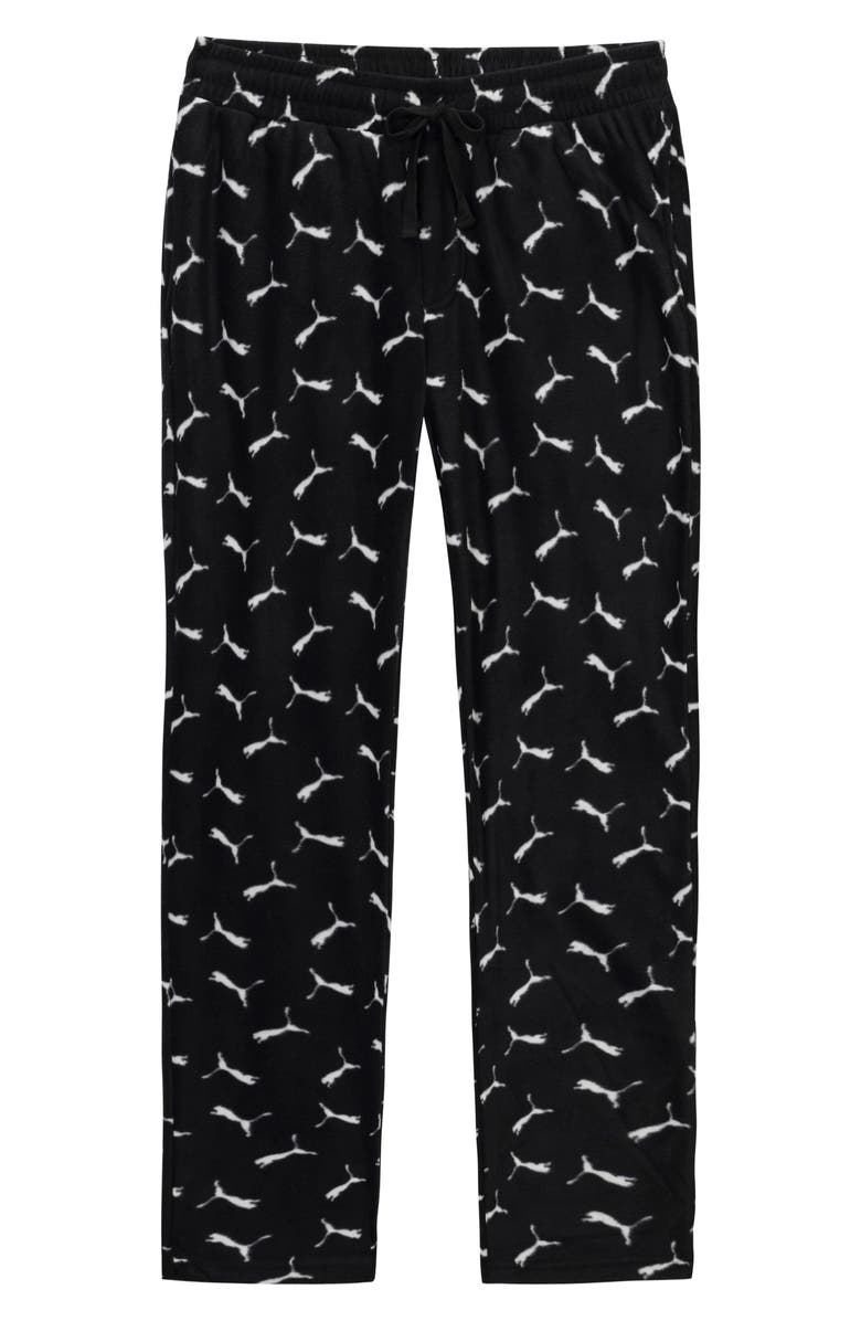 PUMA Fleece Lounge Pants, Alternate, color, Black / White