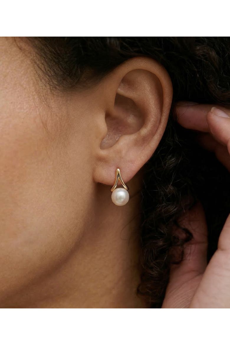 White South Sea Pearl Lindsey Earrings, Alternate, color, Yellow Gold