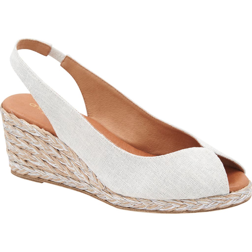 André Assous Audrey Espadrille Wedge Sandal in White/silver  product