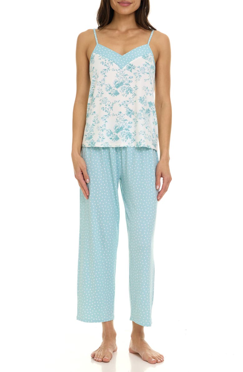 Flora By Flora Nikrooz Amari Camisole, Shorts & Pants 3-Piece Pajamas, Alternate, color, Seafoam