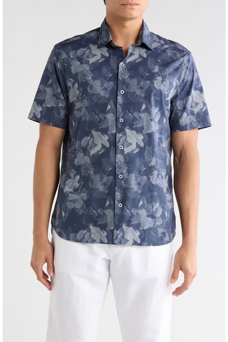 Crossfield Short Sleeve Button-Up Shirt, Main, color, DARK CASPIAN