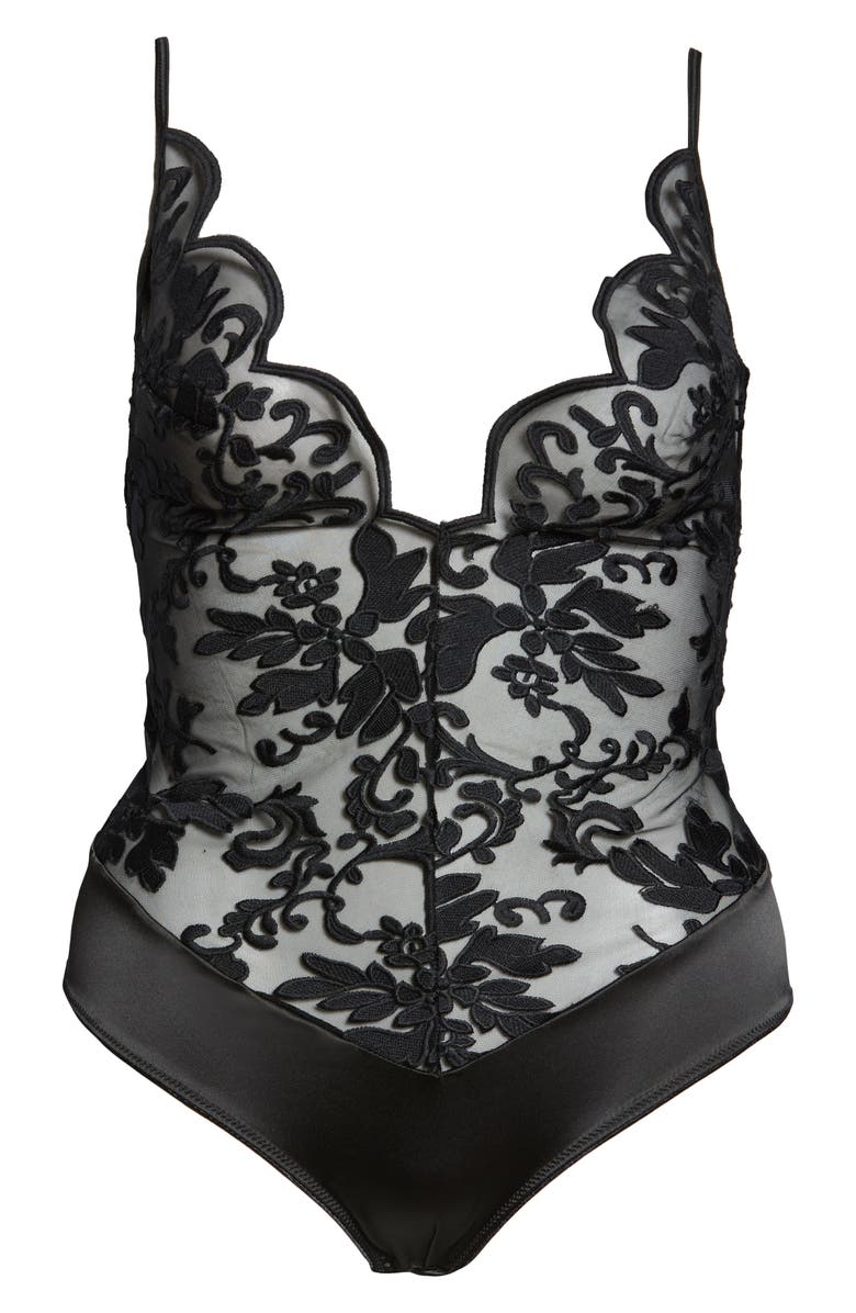 Oh La La Cheri Lyla Embroidered Lace Teddy, Alternate, color,