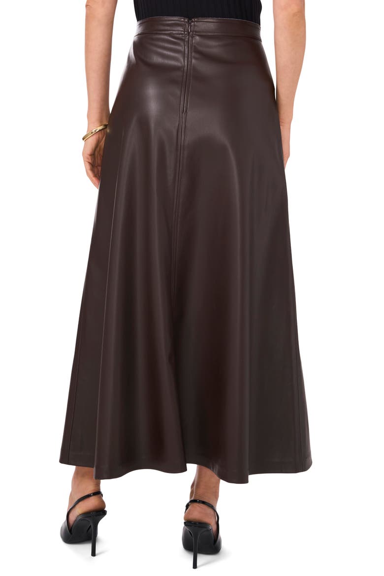 Faux Leather A-Line Skirt, Alternate, color, DARK ROAST