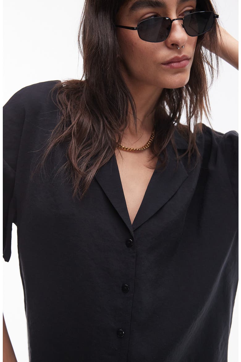 Boxy Mini Shirtdress, Alternate, color, BLACK
