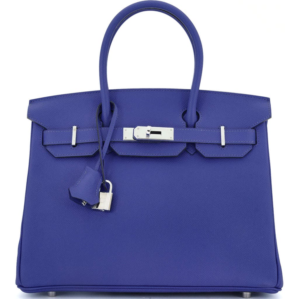 Pre-owned Hermes Hermes Birkin Handbag Blue Epsom With Palladium Hardware 30