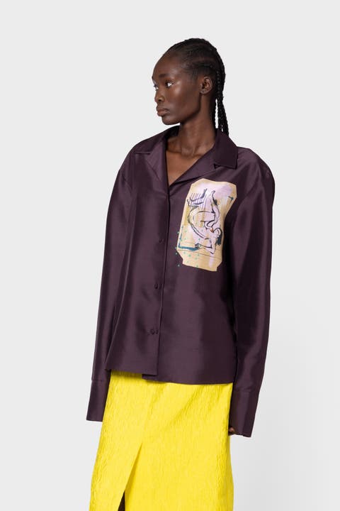 Delan Printed Silk Blouse