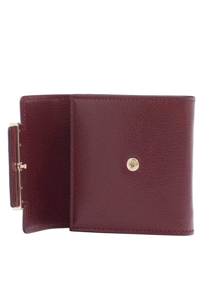 Double T Leather Card Holder, Alternate, color, RUBY RED