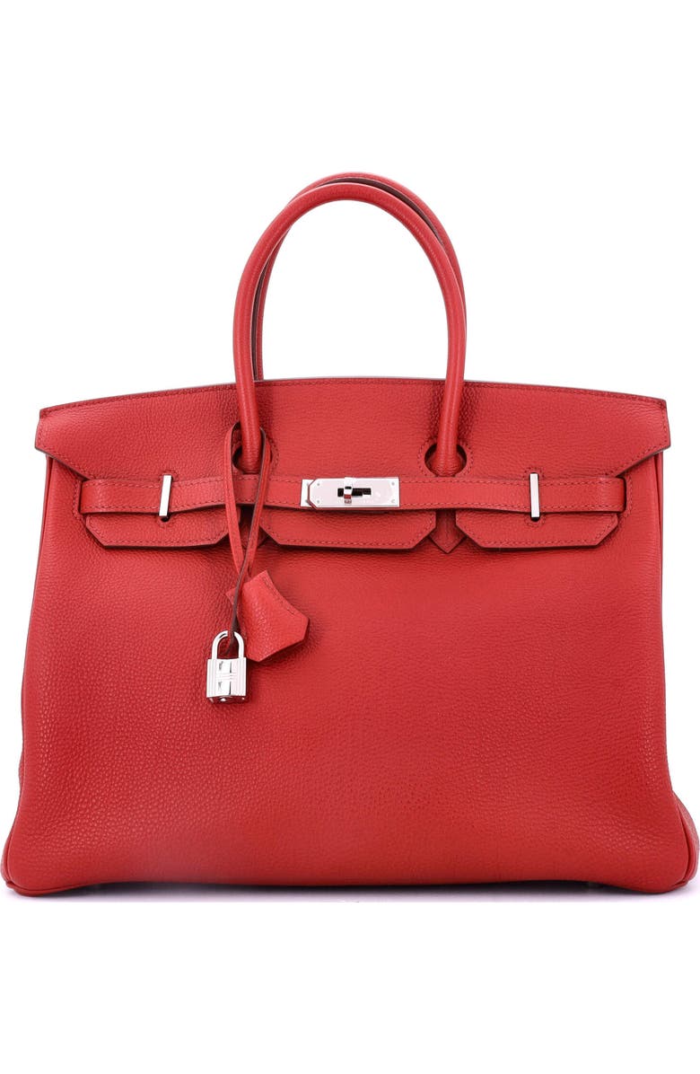 Pre-Owned Hermes Birkin Handbag Red Togo with Palladium Hardware 35, Main, color, Rouge Casaque