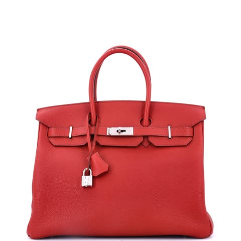 Birkin Handbag Red Togo with Palladium Hardware 35