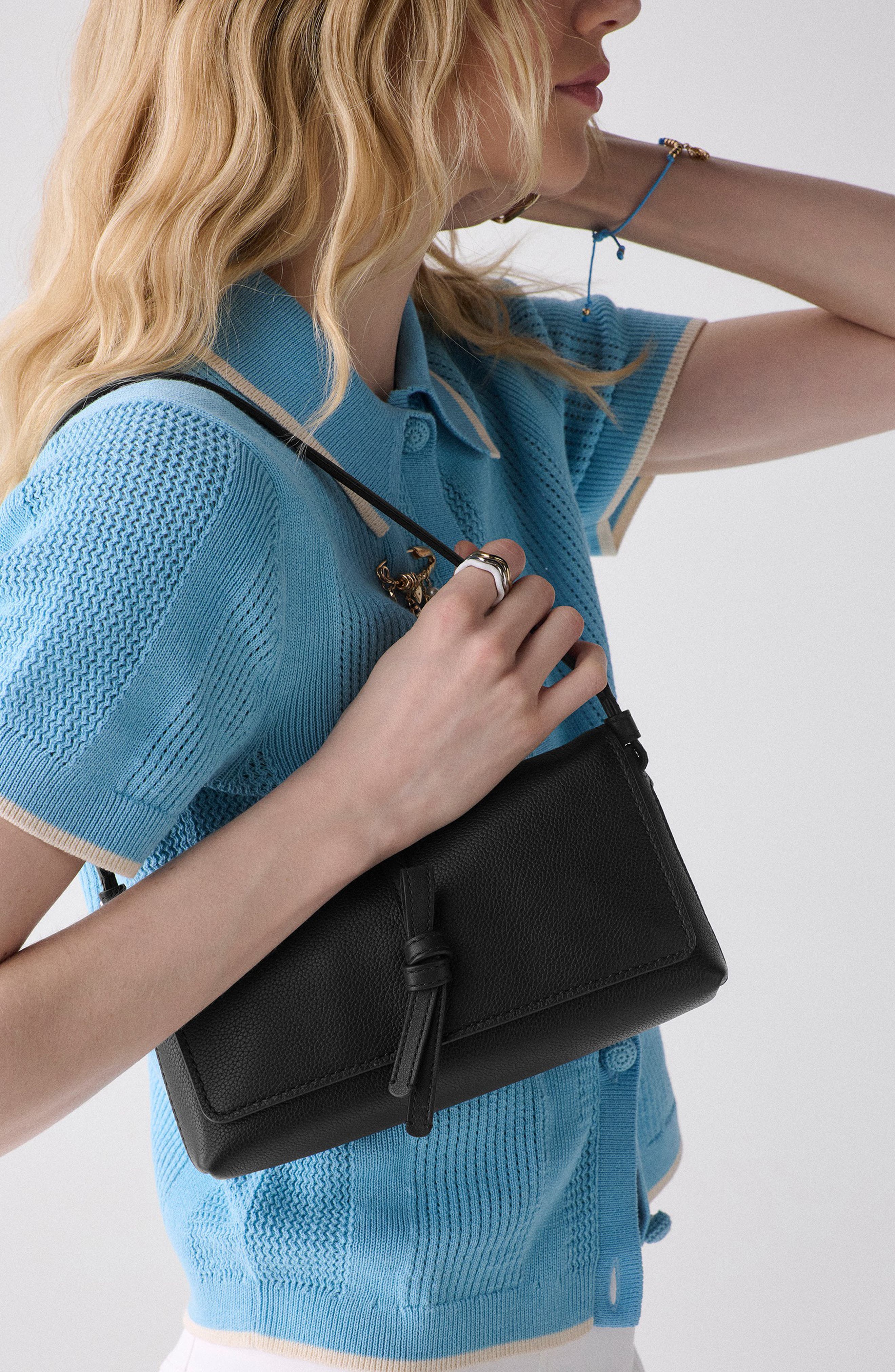 Kate Spade New York loop pebble leather shoulder bag, Alternate, color, 