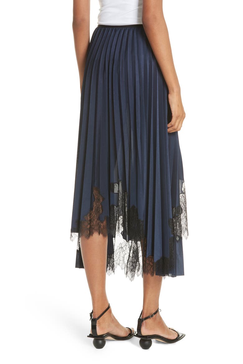 Pleated Lace Inset Skirt, Alternate, color, BLUE