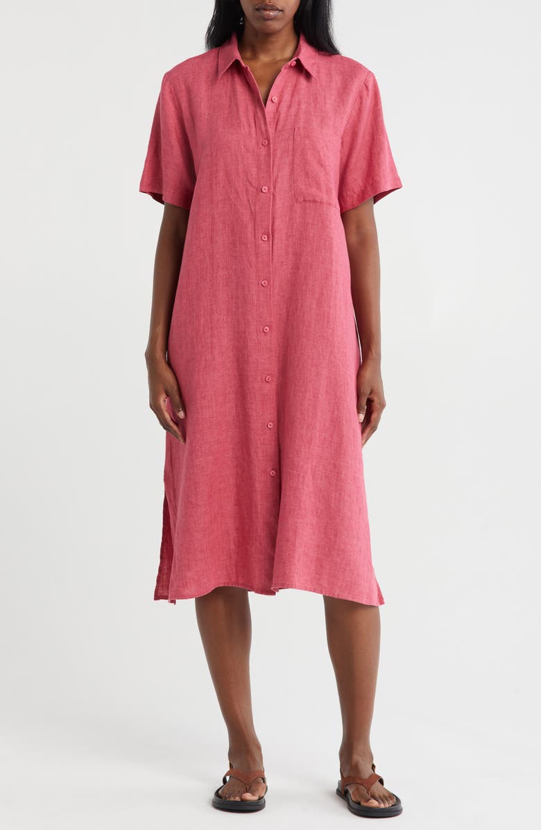 Eileen Fisher Organic Linen Button-Up Dress, Main, color,
