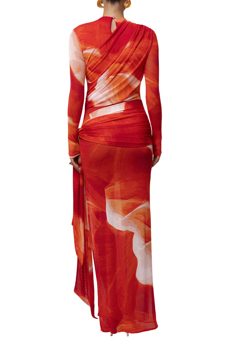 Heatwave Mesh Maxi Dress, Alternate, color, Sunset Red