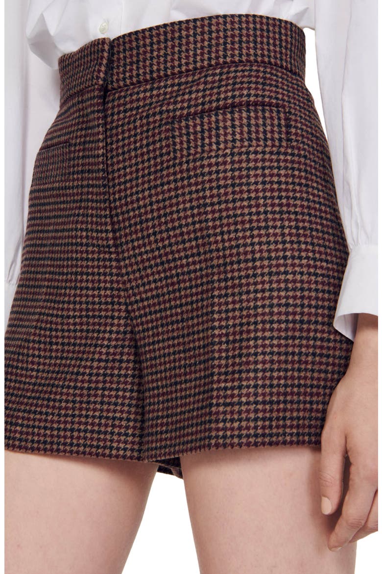 Tomyle Check Wool Blend Shorts, Alternate, color, BROWN / BURGUNDY