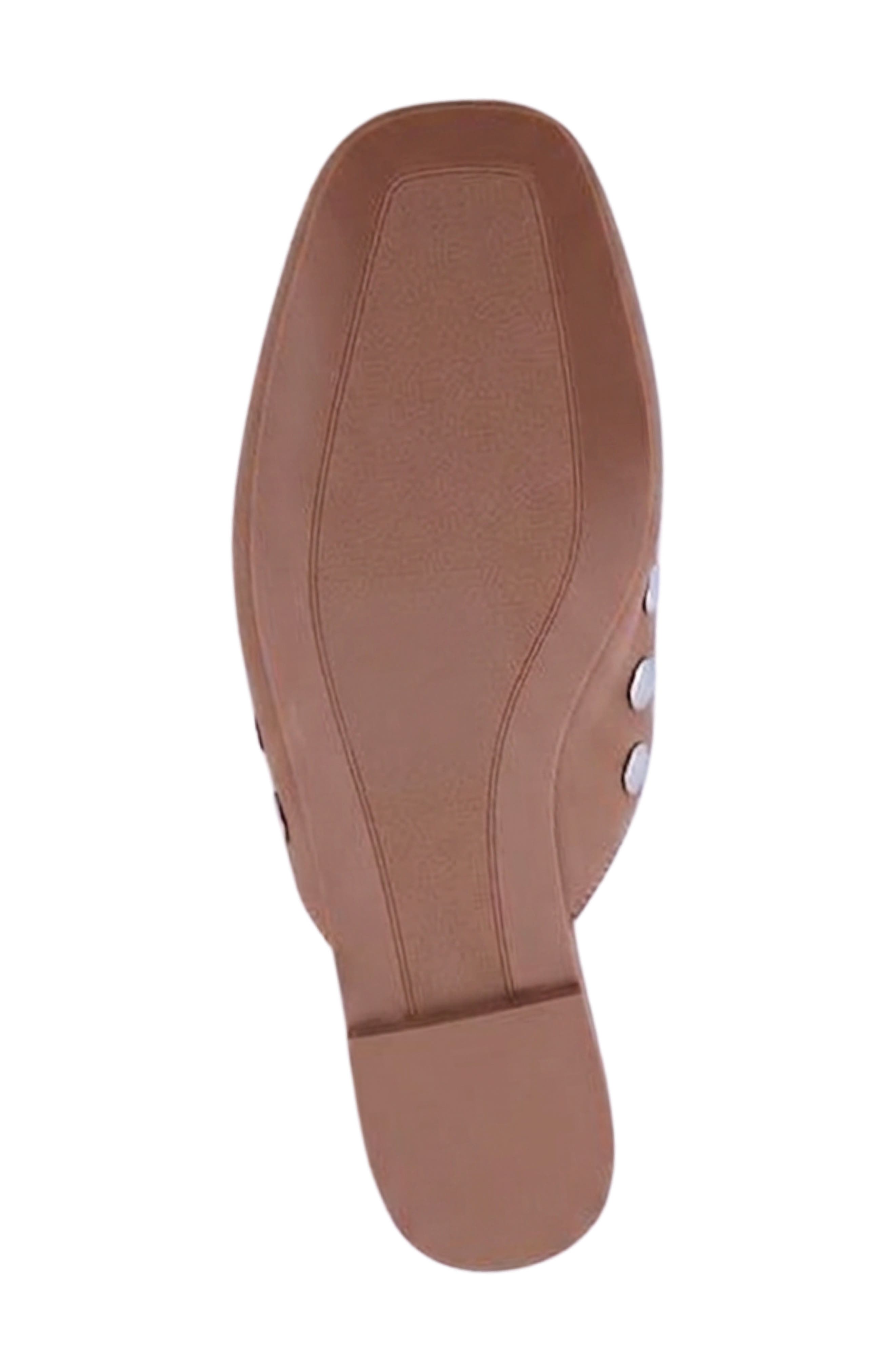 Aretha Studded Faux Leather Flat Mule, Alternate, color, CAMEL