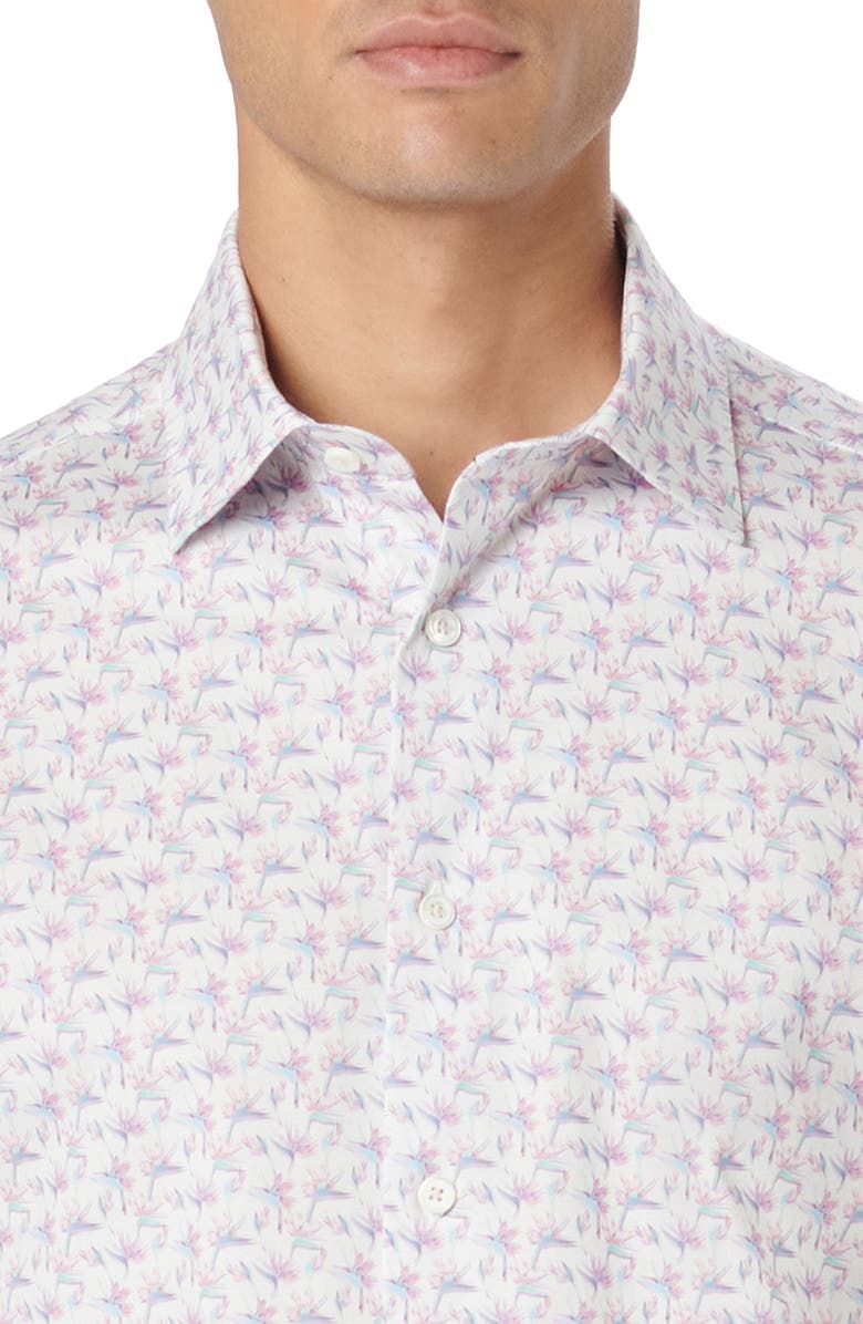 Bugatchi Milo OoohCotton<sup>®</sup> Birds of Paradise Print Short Sleeve Button-Up Shirt, Alternate, color, 