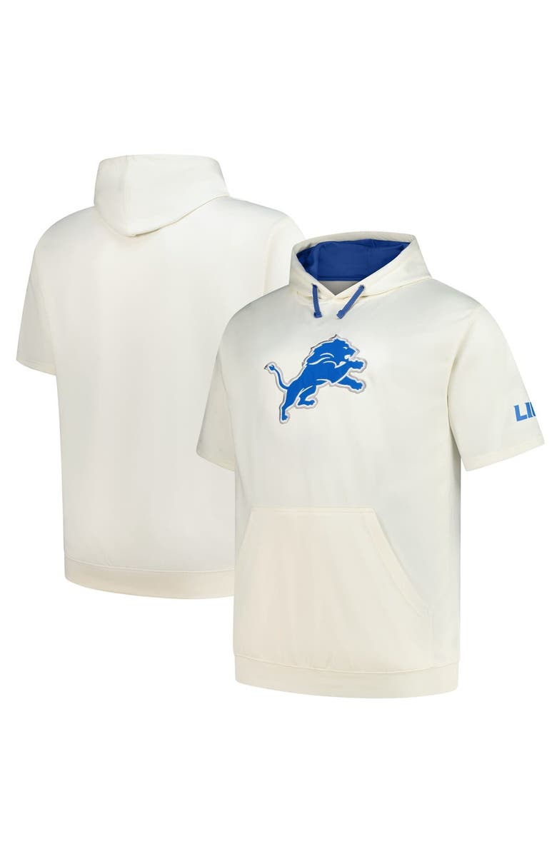 PROFILE Men's Profile Oatmeal Detroit Lions Big & Tall Chest Print and Logo Short Sleeve Pullover Hoodie, Main, color, Oatmeal
