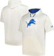 PROFILE Men's Profile Oatmeal Detroit Lions Big & Tall Chest Print and Logo Short Sleeve Pullover Hoodie