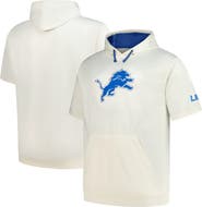 PROFILE Men's Profile Oatmeal Detroit Lions Big & Tall Chest Print and Logo Short Sleeve Pullover Hoodie