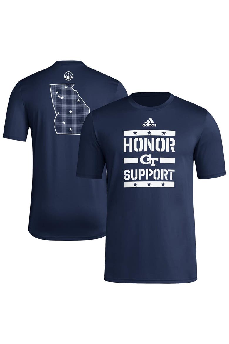 Men's adidas Navy Georgia Tech Yellow Jackets Honor & Support Pre-Game T-Shirt, Alternate, color, Navy