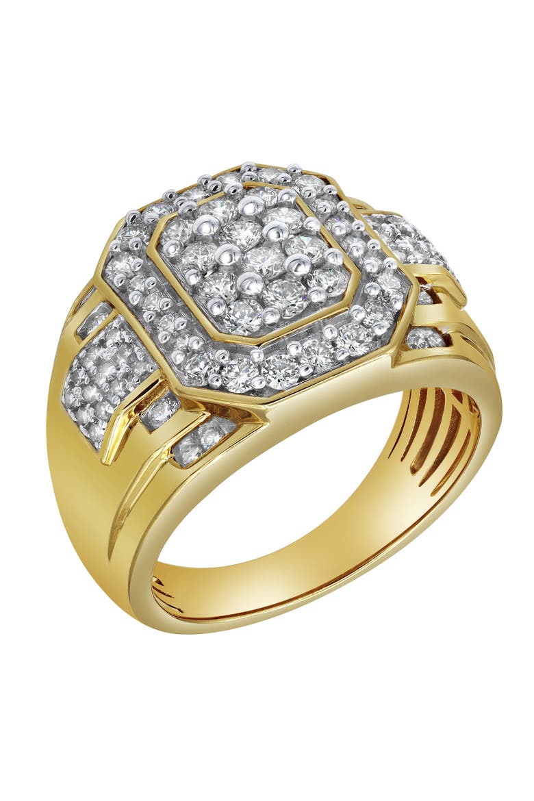 Hexonic Premium 14K Yellow Gold Diamond Men Statement Ring - 1.50ct., Main, color, 14K Yellow Gold