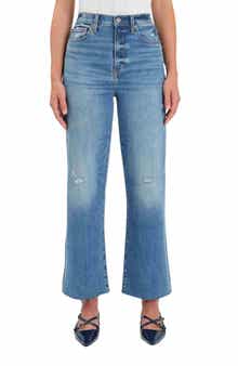 Pleaser High Waist Raw Hem Crop Jeans