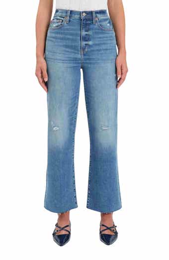 Pleaser High Waist Raw Hem Crop Jeans