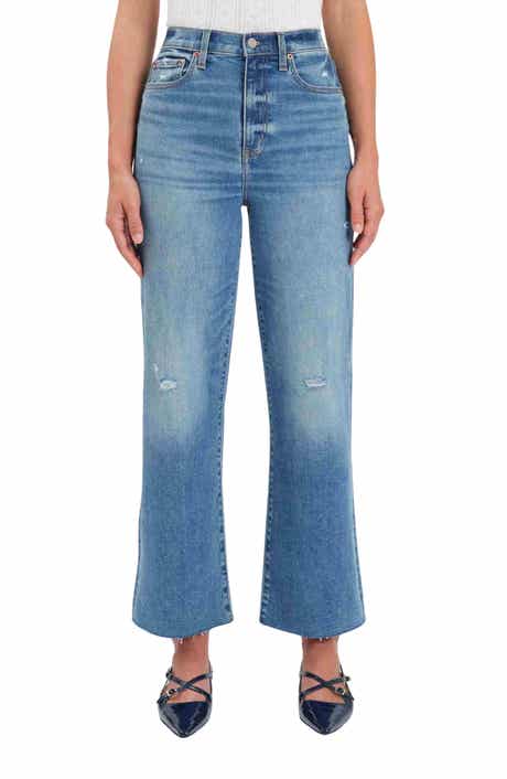 Pleaser High Waist Raw Hem Crop Jeans