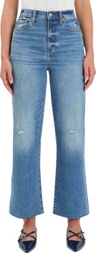 DAZE Pleaser High Waist Raw Hem Crop Jeans