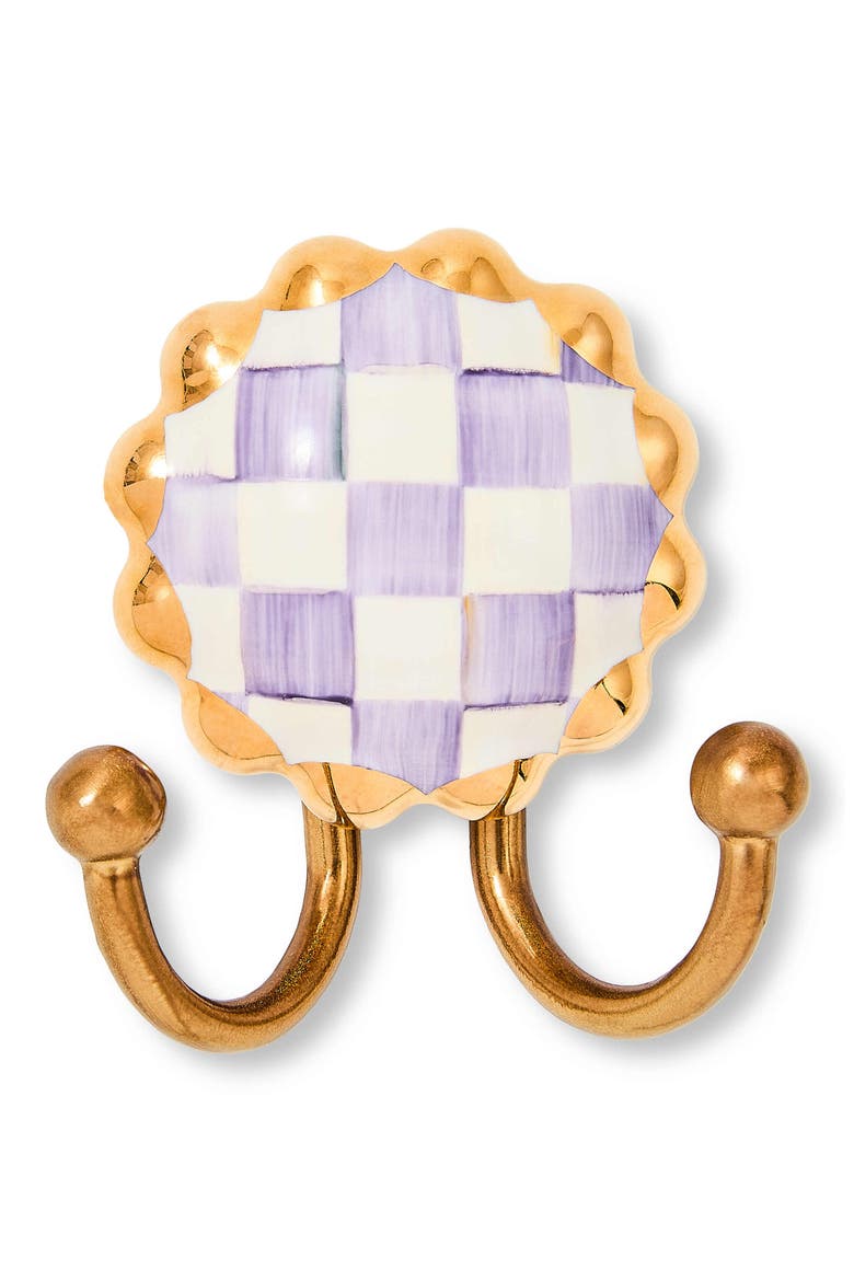 Violet Check Wall Hook, Main, color, VIOLET