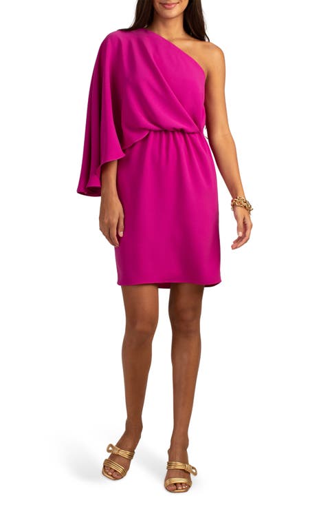 Amal One-Shoulder Blouson Sheath Dress