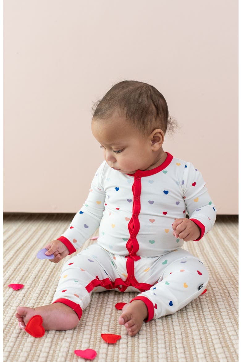 Kids' Rainbow Heart Romper, Alternate, color, CLOUD RAINBOW HEART