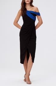 Diane von Furstenberg Terin Colorblock One-Shoulder Dress