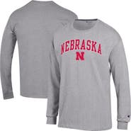 Champion Men's Champion  Heather Gray Nebraska Huskers Arch Over Logo Long Sleeve T-Shirt