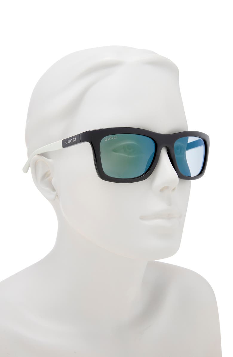 Gucci 54mm Square Sunglasses, Alternate, color, Black Grey Blue