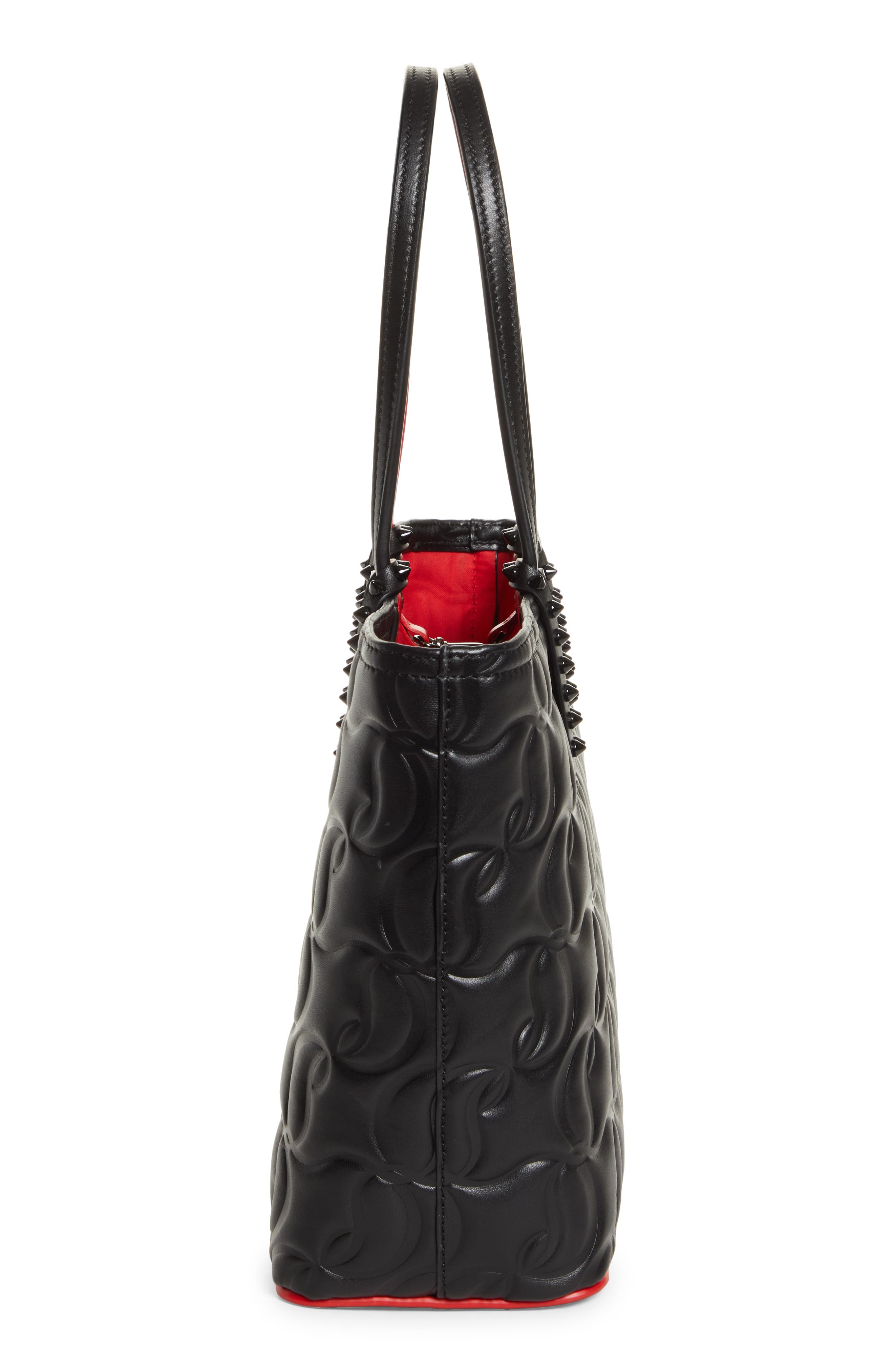 Small Cabat Embossed Leather Tote, Alternate, color, CM53 BLACK/ BLACK