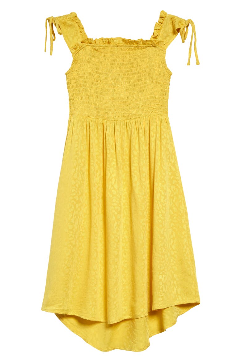 Kids' Smocked Tie Sleeve Dress, Main, color, YELLOW