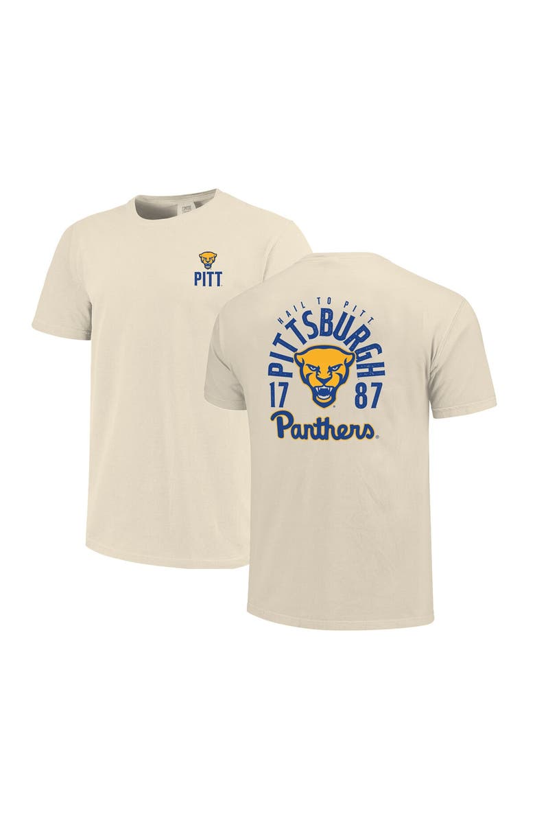 IMAGE ONE Men's Cream Pitt Panthers Comfort Colors Mascot Overlay T-Shirt, Main, color, 