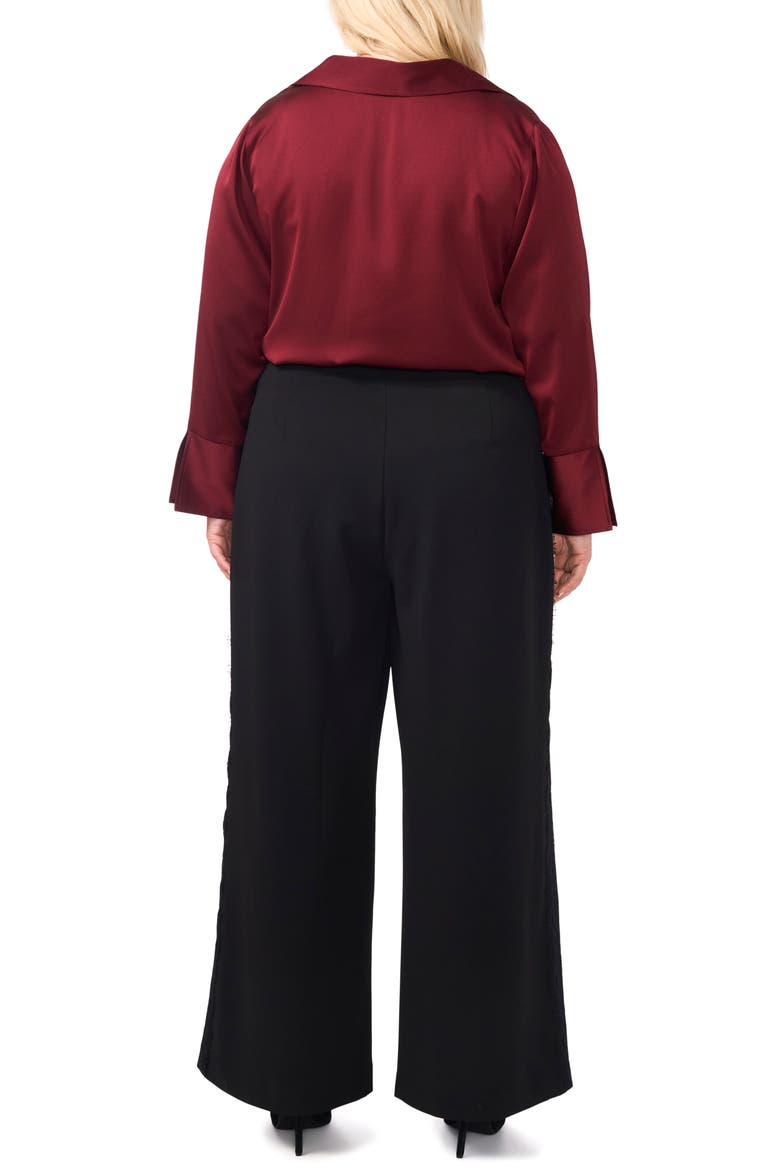 Lace Stripe Wide Leg Pants, Alternate, color, RICH BLACK
